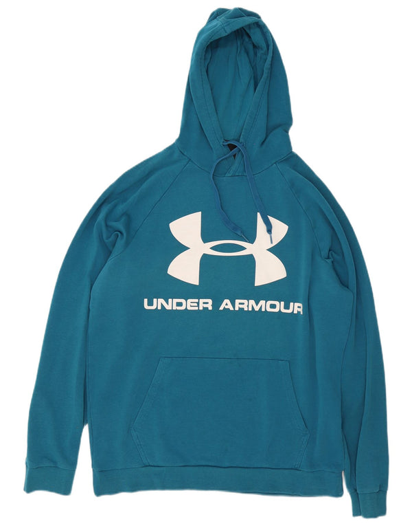 Felpa con cappuccio grafica da uomo Under Armour grande in cotone blu
