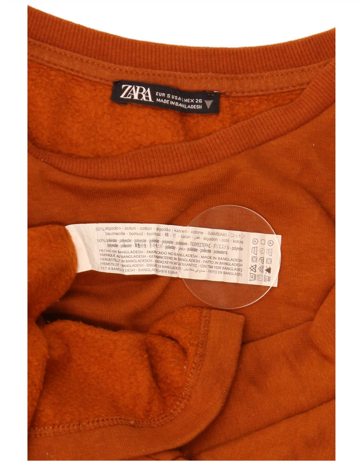 Zara Womens Oversized Sweatshirt Jumper UK 10 Small Brown Cotton