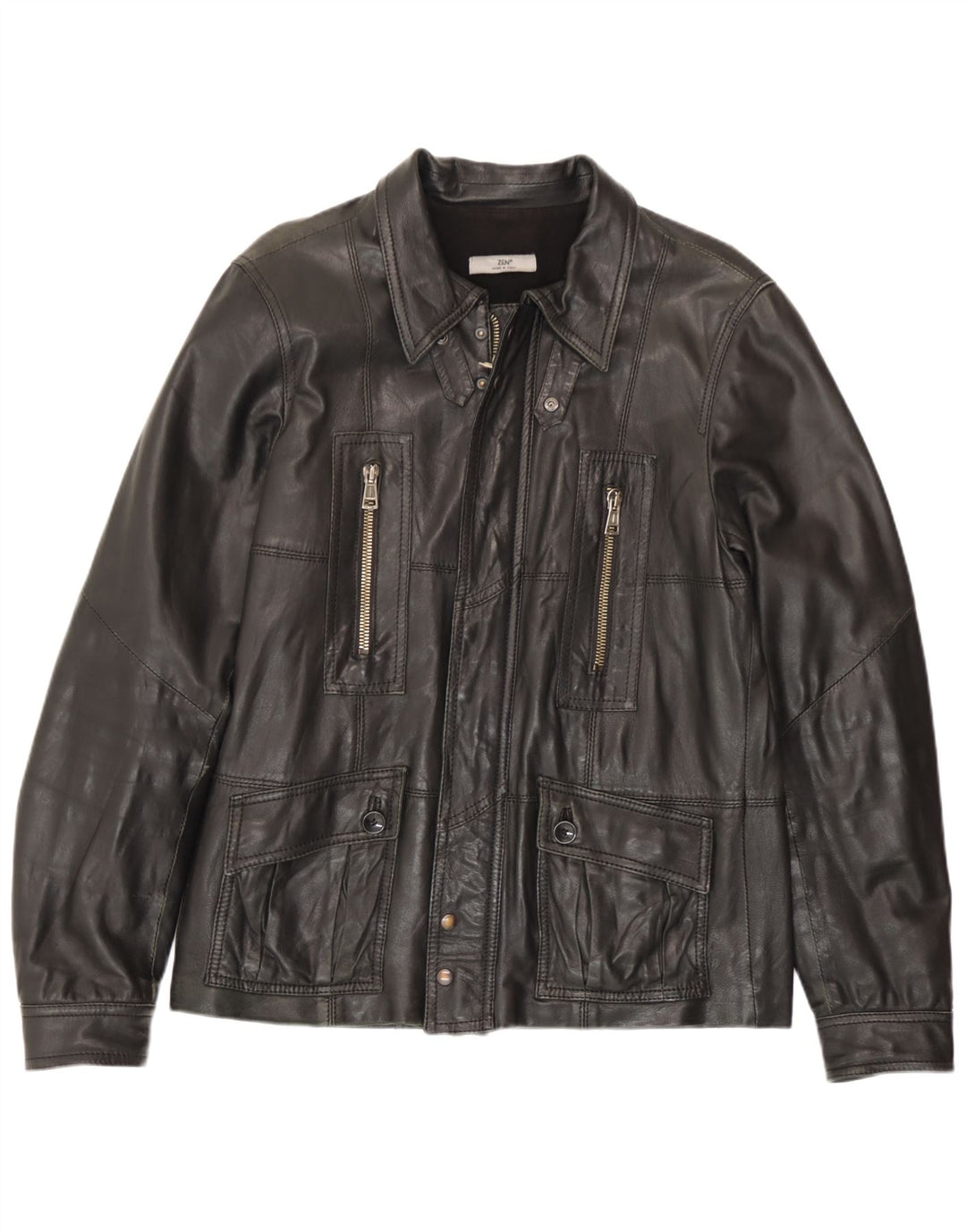 Męska kurtka skórzana Zen IT 52, duża czarna skóra