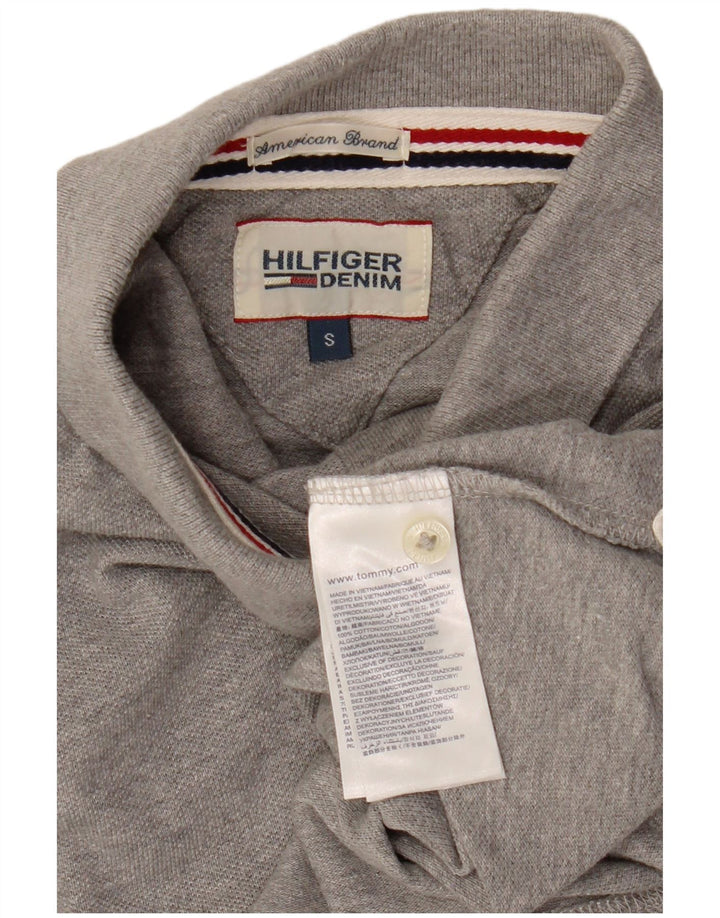 TOMMY HILFIGER Mens Polo Shirt Small Grey Cotton