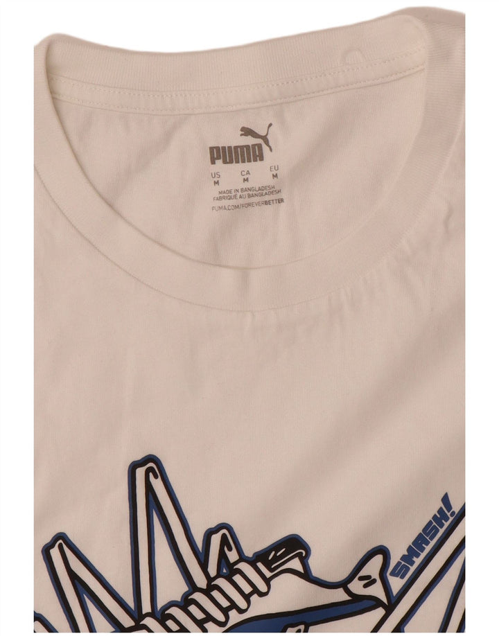 Puma Herre Grafisk T-Shirt Top Medium Hvid