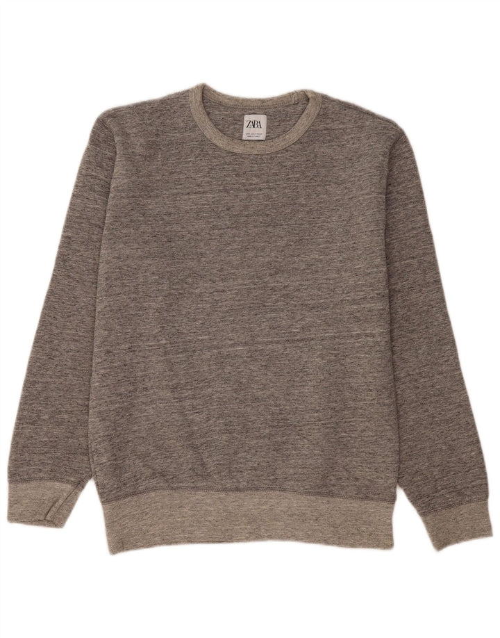 Zara Mens Sweatshirt Jumper Small Grey Flecked Cotton
