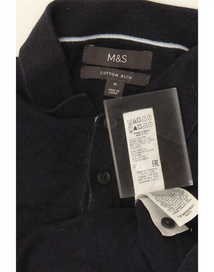 Marks & Spencer Mens Polo Shirt Medium Navy Blue Cotton