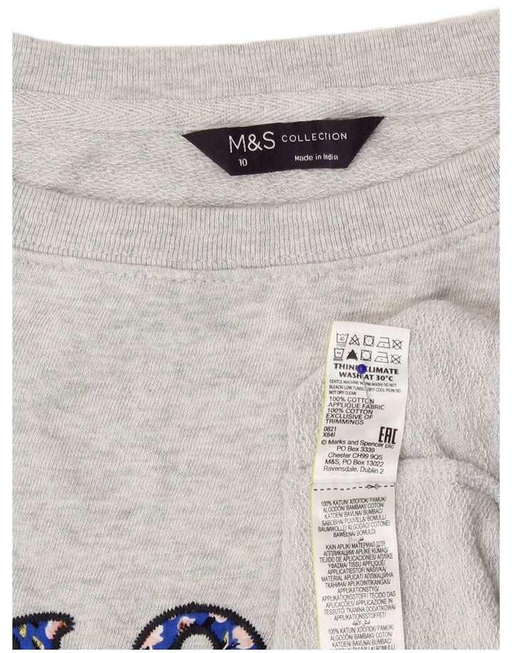 Marks & Spencer Womens Graphic Sweatshirt Jumper UK 10 Small Grey Flecked