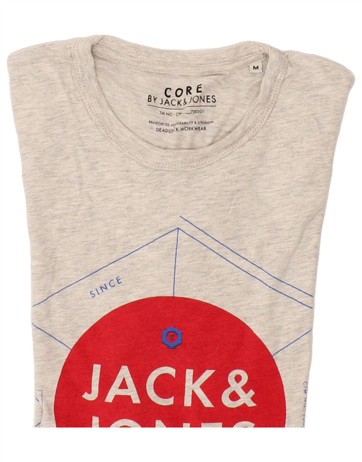 JACK & JONES Mens Graphic T-Shirt Top Medium Grey Flecked Cotton Vintage Jack & Jones and Second-Hand Jack & Jones from Messina Hembry 