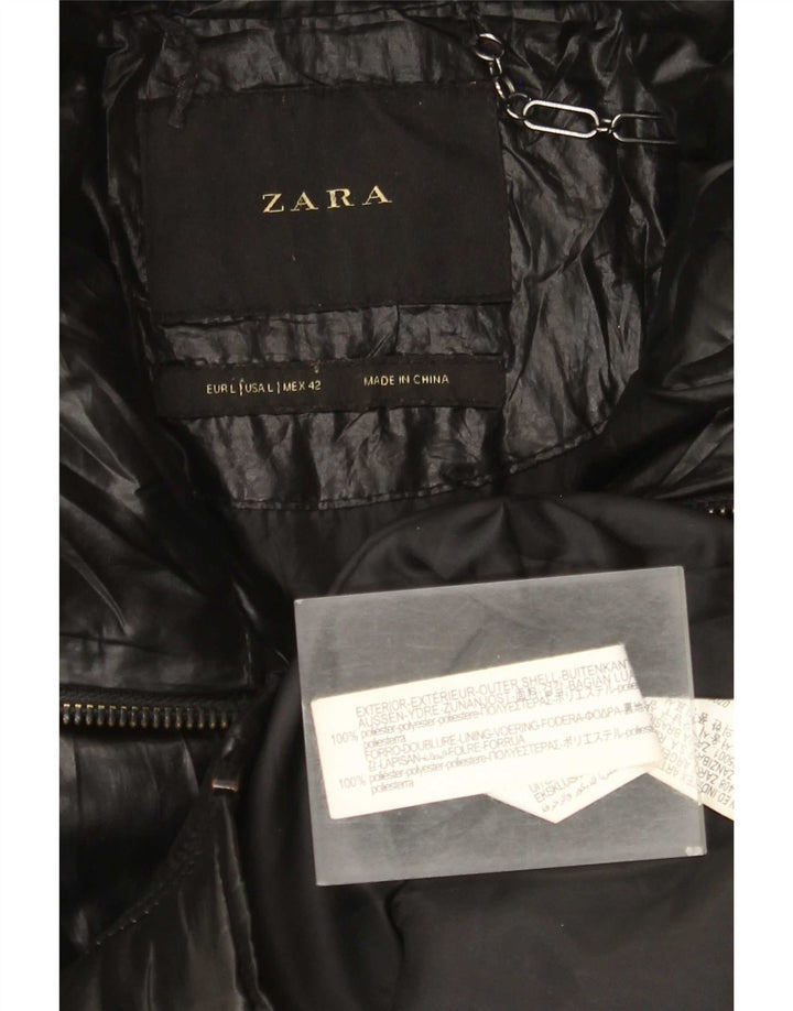 Zara Hombre Chaqueta Acolchada UK 40 Grande Poliéster Negro