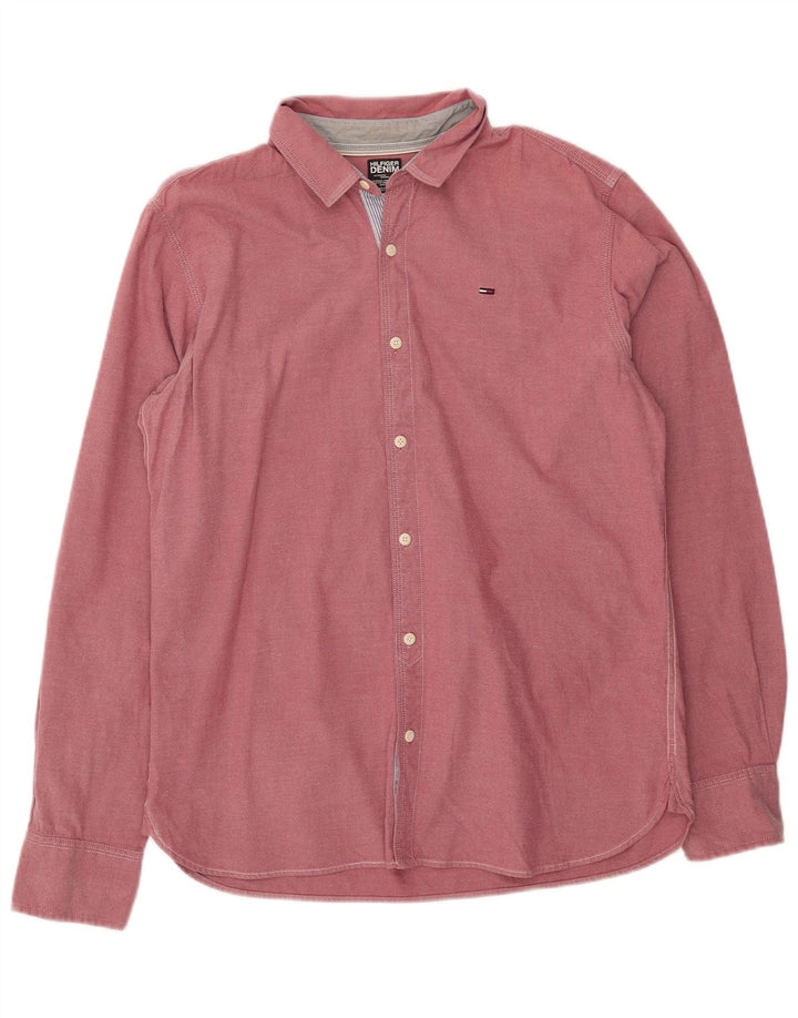Tommy Hilfiger Herren-Hemd, groß, rosa, Baumwolle