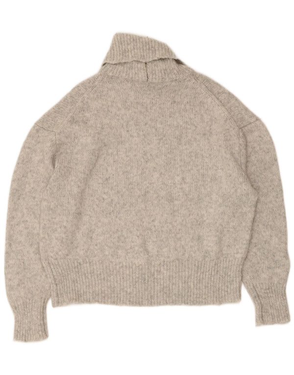 Zara Womens Oversized Roll Neck Jumper Sweater UK 10 Small Grey Acrylic