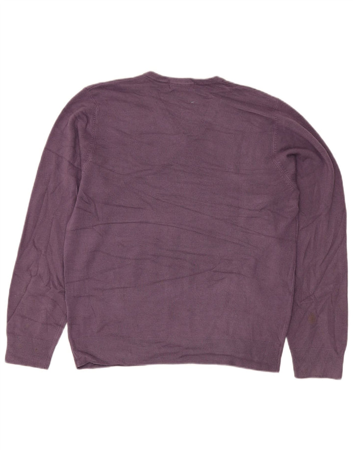 MARKS & SPENCER Mens Blue Harbour V-Neck Jumper Sweater Medium Purple