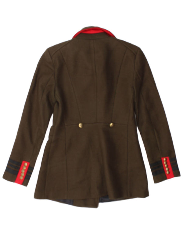 Zara Womens Double Breasted Blazer Jacket UK 10 Small Khaki Striped