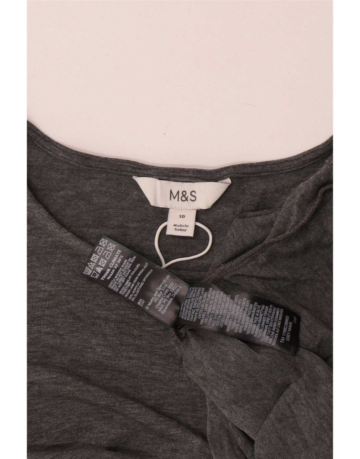 Marks & Spencer Womens Top Long Sleeve UK 10 Small Grey Acrylic