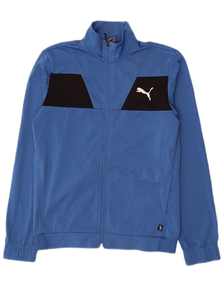 Puma Boys Tracksuit Top Jacket 13-14 Years Blue Colourblock Polyester
