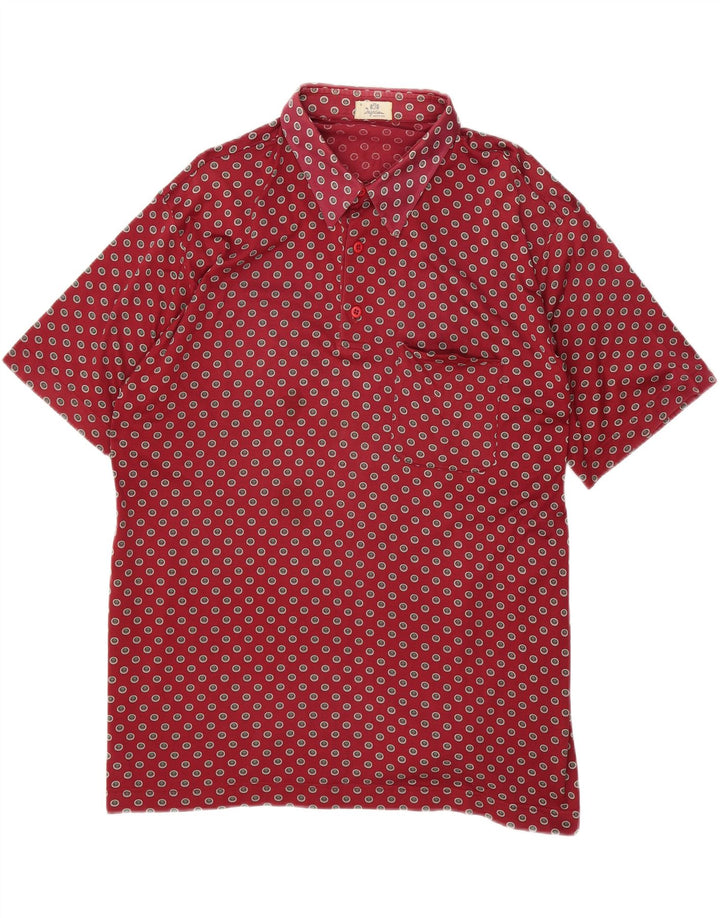 INGRAM Mens Abstract Pattern Polo Shirt Large Burgundy Vintage Ingram and Second-Hand Ingram from Messina Hembry 