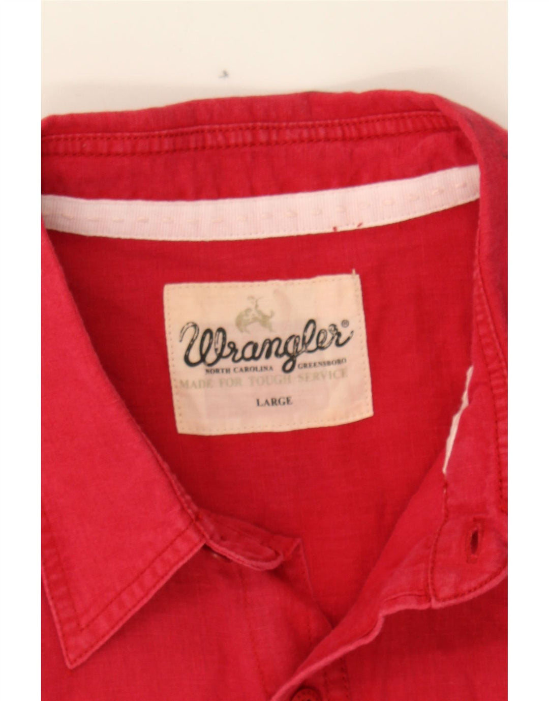 WRANGLER Mens Short Sleeve Shirt Large Red Linen Vintage Wrangler and Second-Hand Wrangler from Messina Hembry 