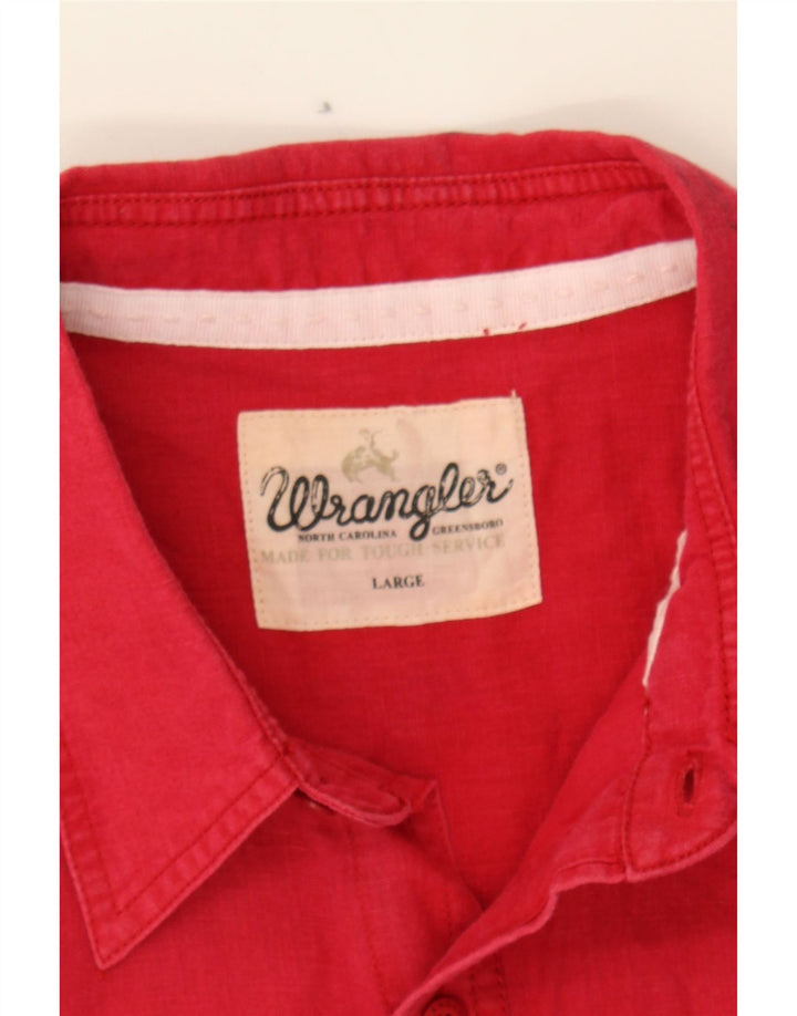 WRANGLER Mens Short Sleeve Shirt Large Red Linen Vintage Wrangler and Second-Hand Wrangler from Messina Hembry 