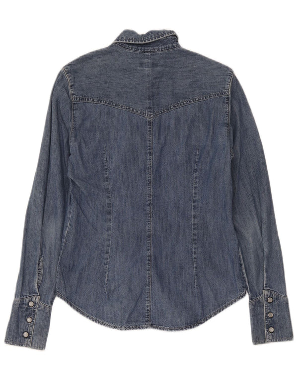Carrera Womens Denim Shirt UK 12 Medium Blue Cotton
