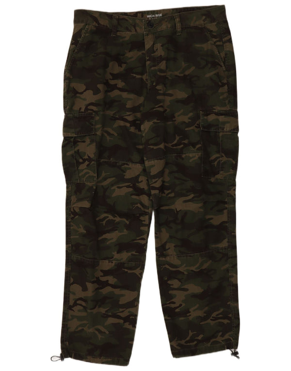 CLOCK HOUSE Pantaloni cargo da uomo a vita alta W42 L27 mimetico kaki