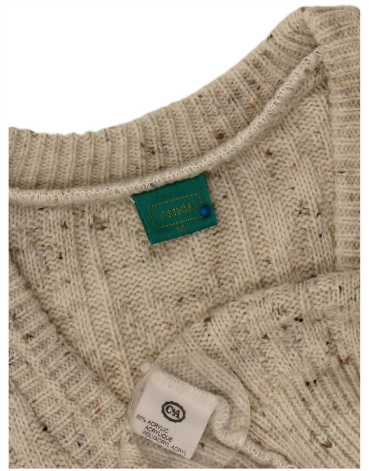 Canda Mens V-Neck Jumper Sweater Medium Grey Flecked Acrylic