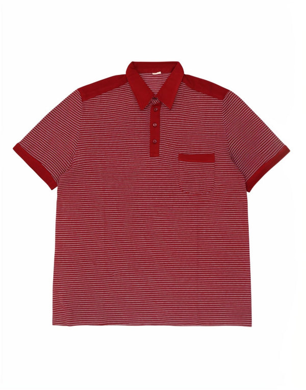 Polo vintage da uomo XL a righe bordeaux