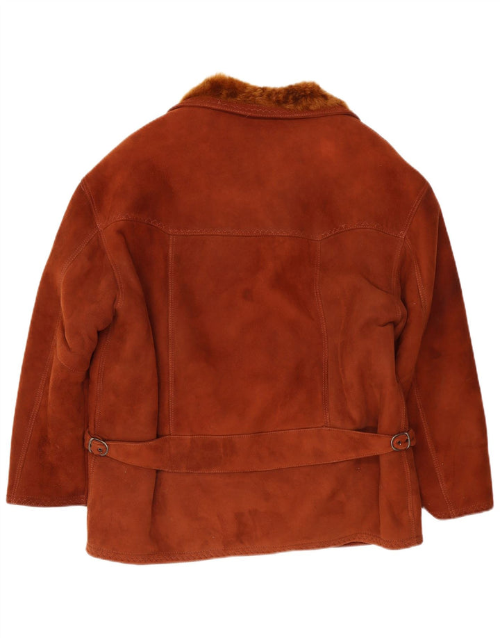 Vintage Mens Shearling Jacket UK 38 Medium Brown