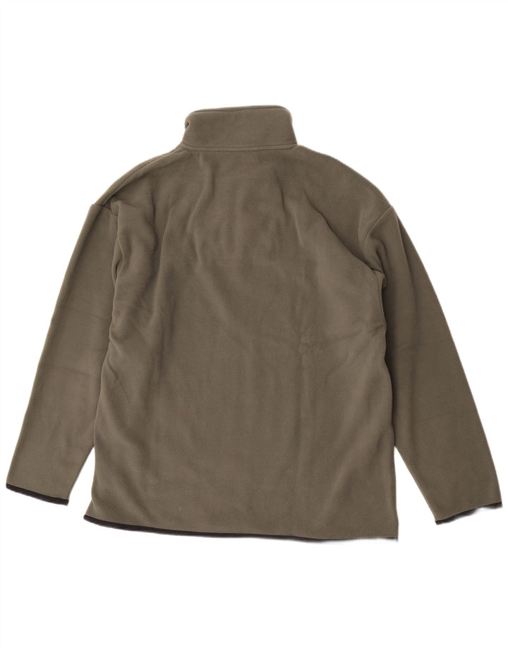 Reebok Mens Zip Neck Fleece Jumper Large Khaki Polyester