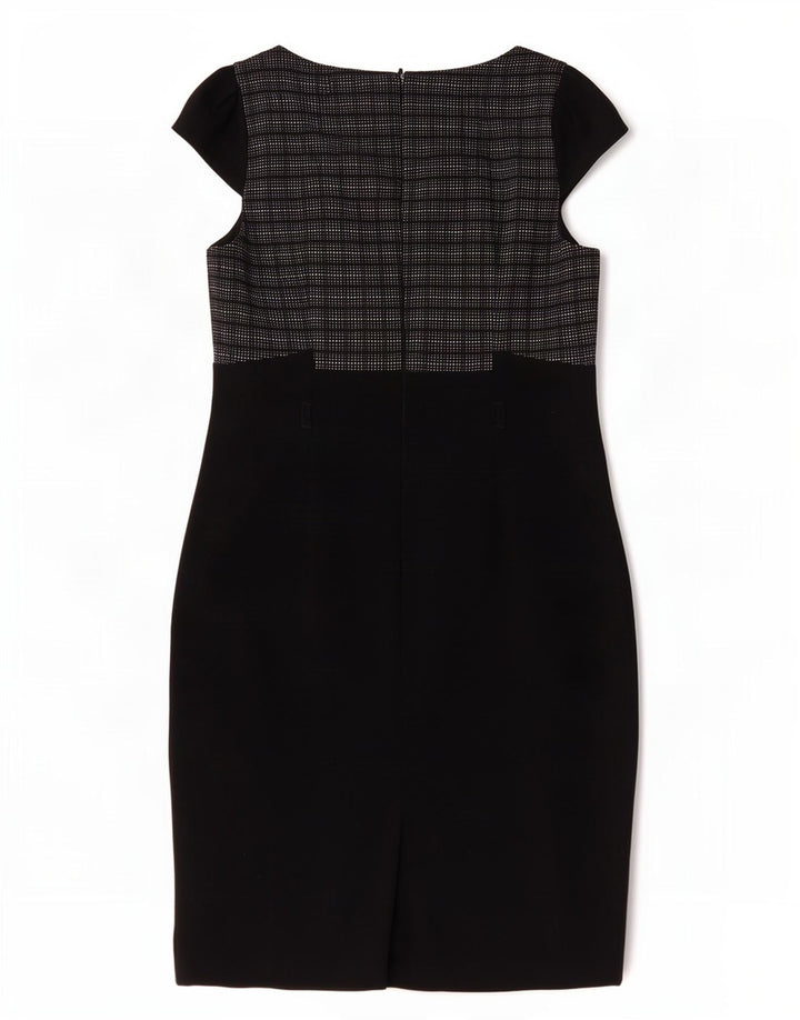 Marks & Spencer Kvinders Skede Kjole UK 14 Medium Sort Ternet polyester