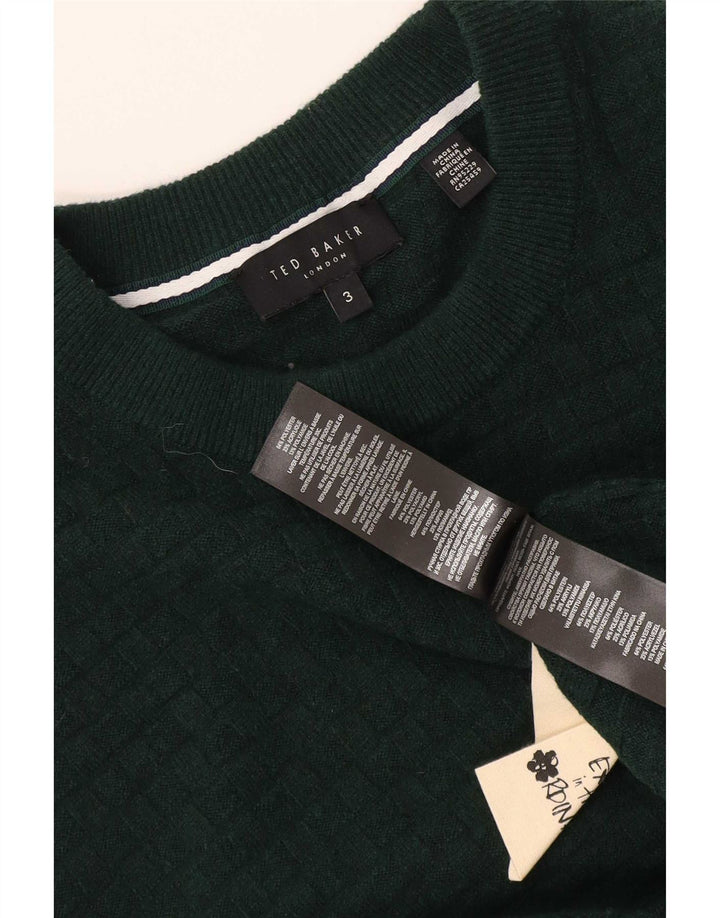 Męski sweter Ted Baker z okrągłym dekoltem, rozmiar 3, średni zielony poliester