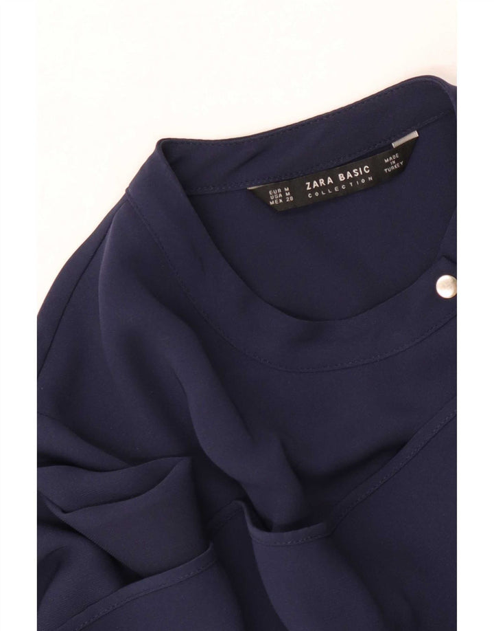 Zara Chemisier à manches longues pour femme UK 12 Bleu marine moyen