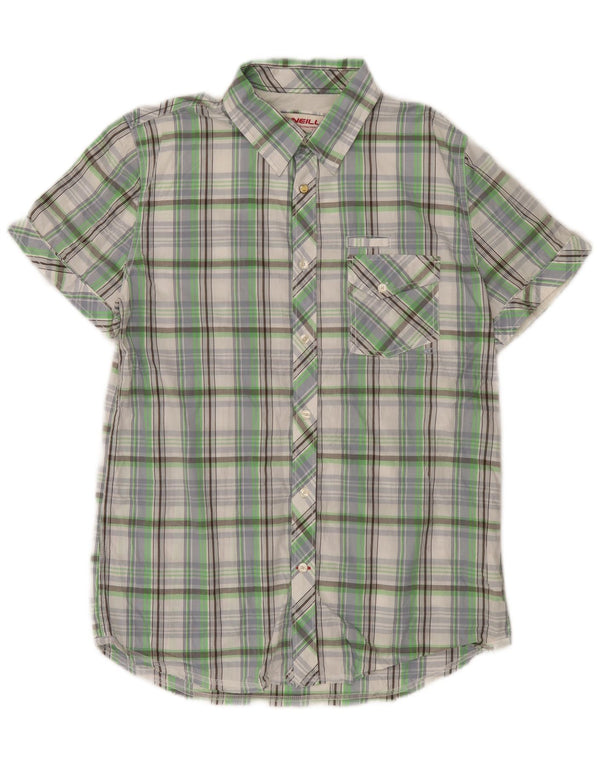 Camicia a maniche corte da uomo O'Neill in cotone a quadri verdi grandi
