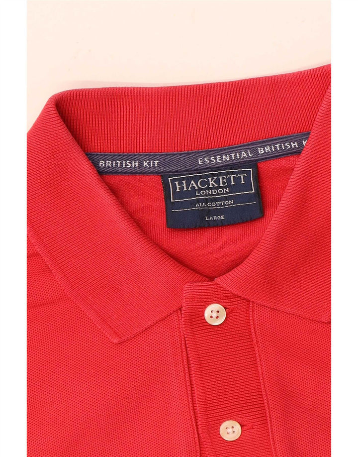 Hackett Mens Graphic Polo Shirt Large Red Colourblock Cotton
