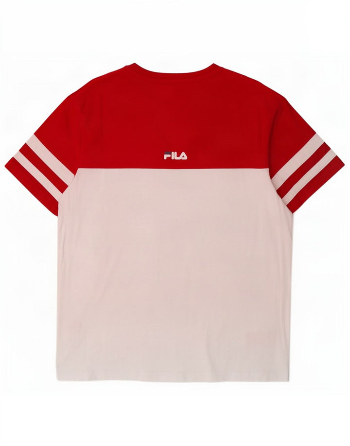 Fila Mens Graphic T-Shirt Top Medium White Colourblock Cotton