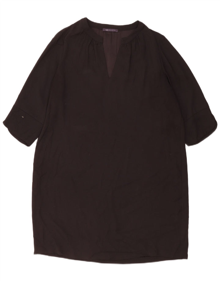 Marks & Spencer Womens 3/4 Sleeve Shift Dress UK 20 2XL Black Polyester