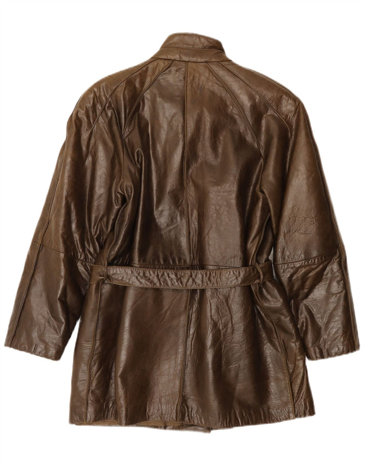 Manteau en cuir femme vintage IT 42 Cuir marron moyen