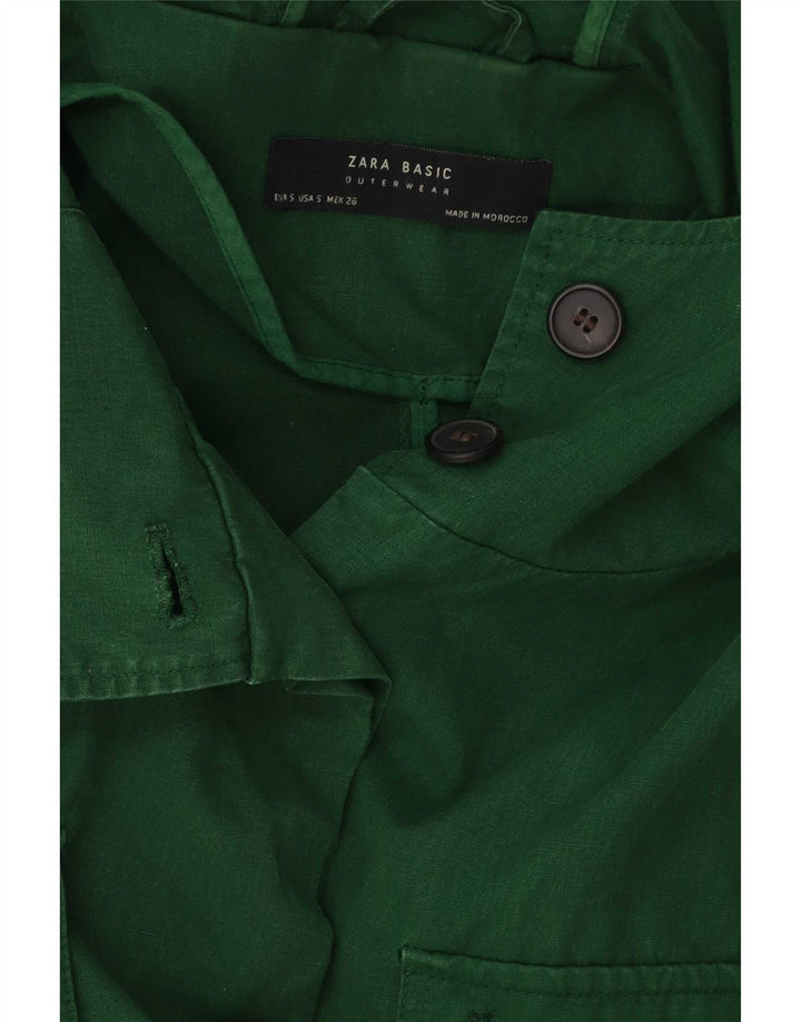 Zara Womens Hooded Oversized Bomber Jacket UK 10 Small Green