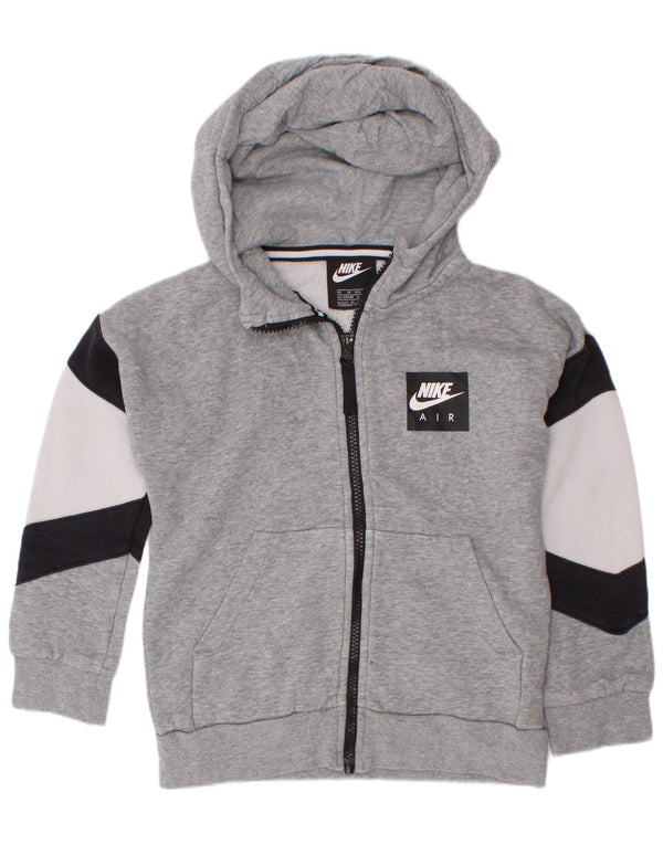 Nike Boys grafisk hættetrøje med lynlås 6-7 år XS Grå Colourblock Bomuld