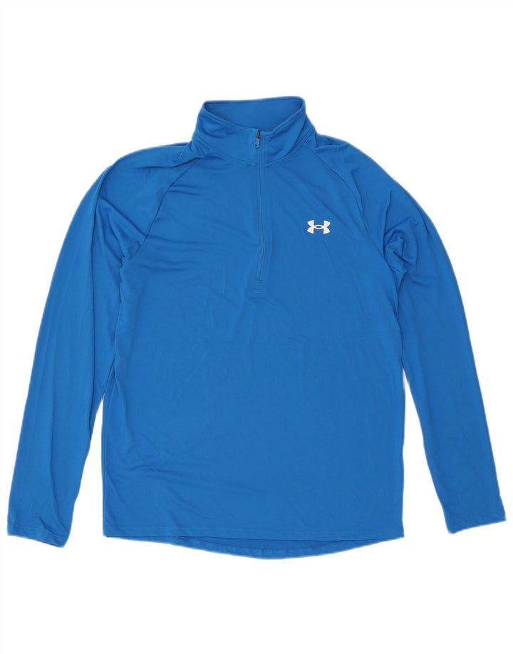 Under Armour Mens Zip Neck Pullover Tracksuit Top Medium Blue