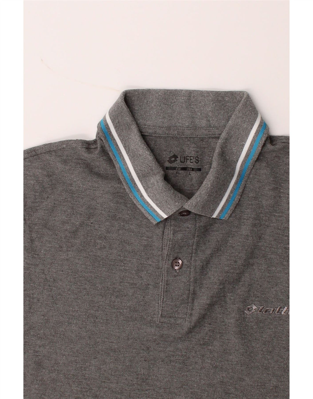 LOTTO Mens Polo Shirt Large Grey Cotton Vintage Lotto and Second-Hand Lotto from Messina Hembry 