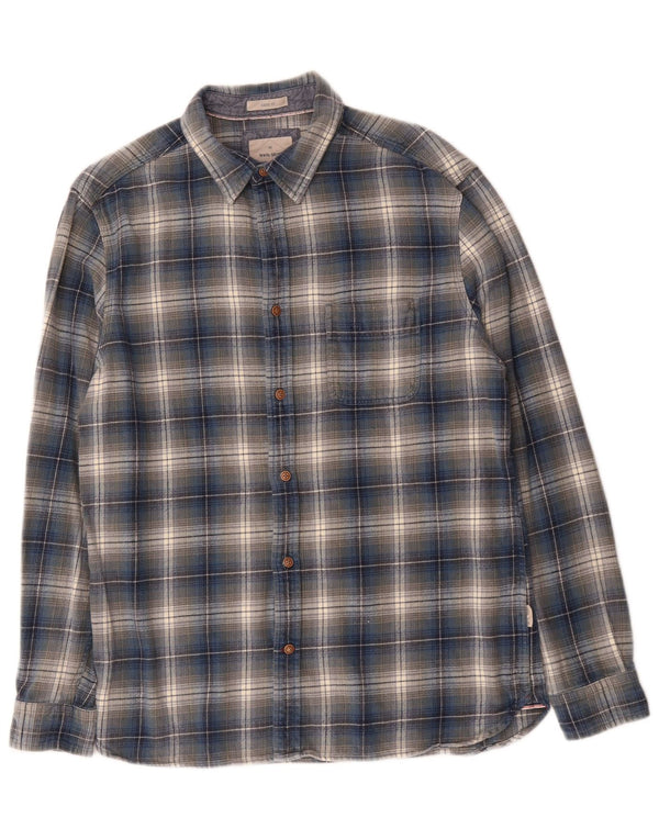 Chemise White Stuff Coupe Classique en Flanelle Homme Bleu Moyen à Carreaux en Coton