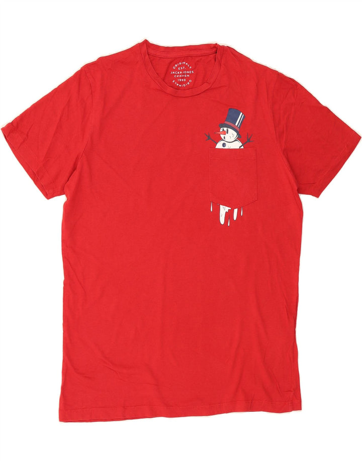 JACK & JONES Mens Graphic T-Shirt Top Medium Red Cotton Vintage Jack & Jones and Second-Hand Jack & Jones from Messina Hembry 