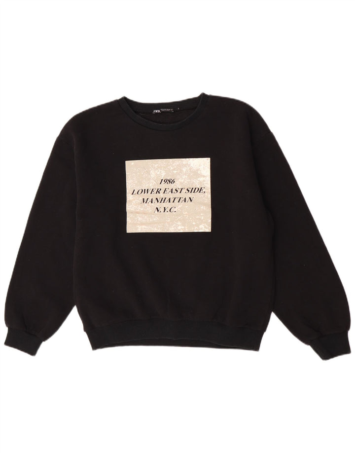 Zara Womens Graphic Sweatshirt Jumper UK 14 Medium Black