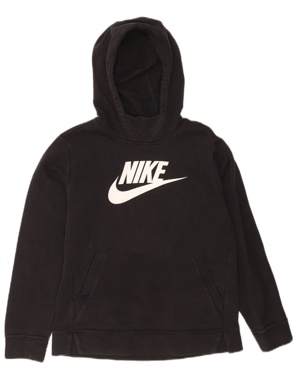 Nike Boys Graphic Standard Fit Hoodie Jumper 12-13 Years Large Black Cotton