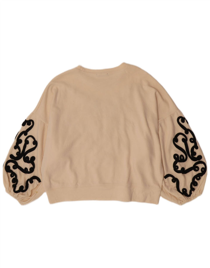 Zara Womens Crop Oversized Sweatshirt Jumper UK 10 Small Beige