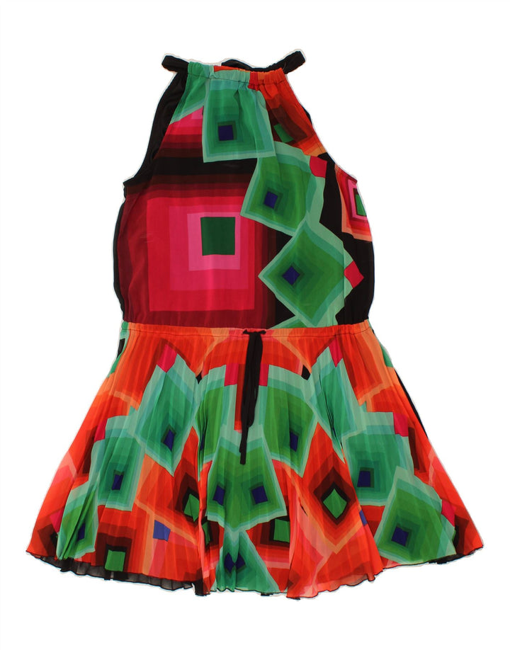 DESIGUAL Womens Graphic Halter Dress EU 40 Medium Black Geometric Vintage Desigual and Second-Hand Desigual from Messina Hembry 