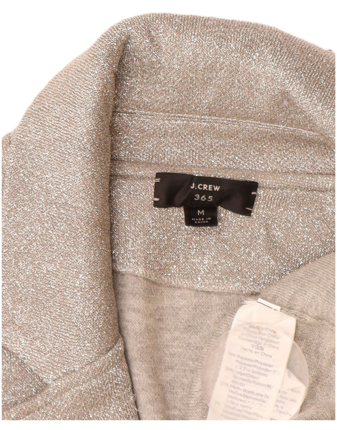 J. Crew Damen 365 Open Cardigan Pullover UK 14 Mittelsilber Polyester