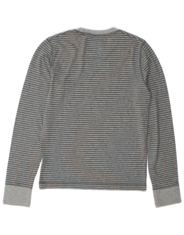 Hollister Mens Top Long Sleeve Small Grey Striped