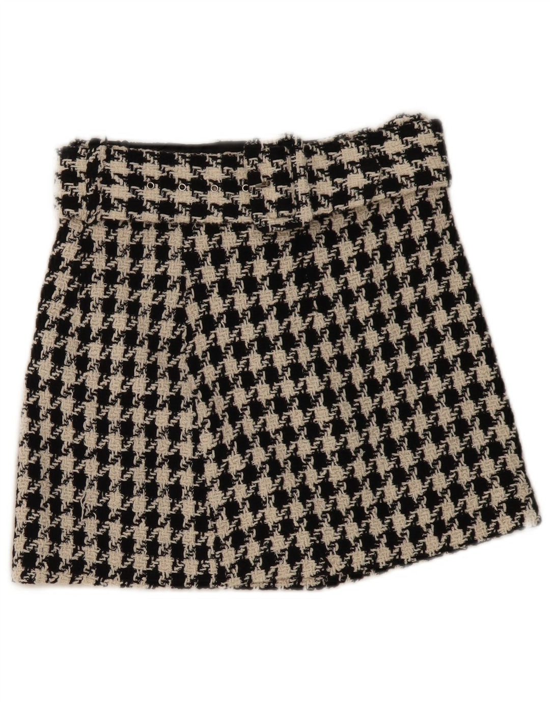 ZARA Womens Mini Skirt XS W24 Black Houndstooth Polyester