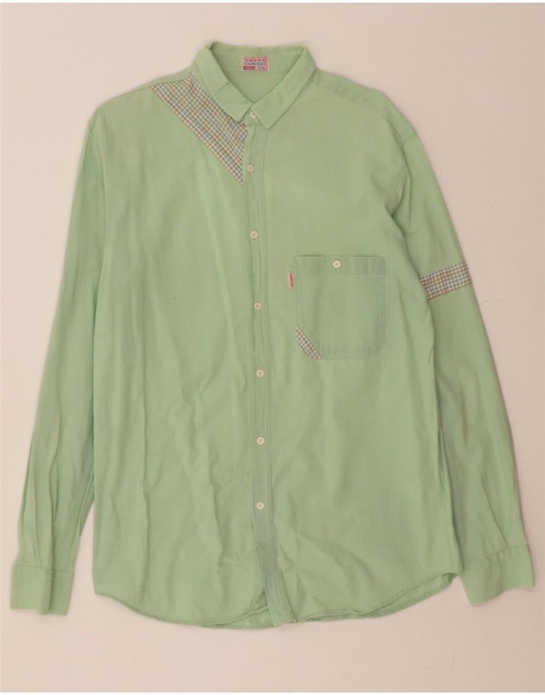 CASUCCI Mens Shirt XL Green Check Vintage Casucci and Second-Hand Casucci from Messina Hembry 