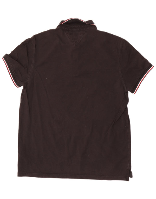 Tommy Hilfiger Mens Slim Fit Polo Shirt XL Black Cotton