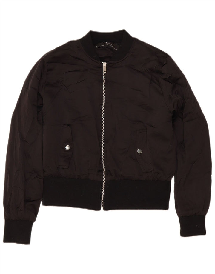 Zara Womens Bomber Jacket UK 14 Medium Black Polyester
