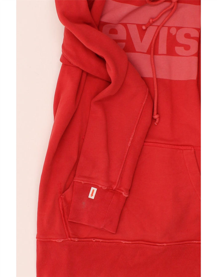 LEVI'S Mens Graphic Hoodie Jumper Small Red Cotton Vintage Levi's and Second-Hand Levi's from Messina Hembry 